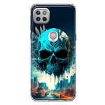 Motorola One 5G Blue Apocalypse Cyberpunk Skull Feather Double Layer Phone Case Cover