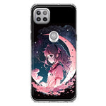 Motorola One 5G Kawaii Manga Pink Cherry Blossom Dreaming Moon Girl Hybrid Protective Phone Case Cover