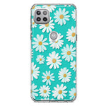 Motorola One 5G Ace Turquoise Teal White Daisies Cute Daisy Polka Dots Double Layer Phone Case Cover