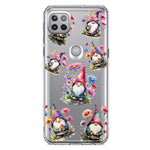 Motorola One 5G Cute Pink Purple Cosmos Flowers Gnomes Spring Floral Double Layer Phone Case Cover