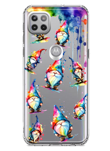 Motorola One 5G Neon Water Painting Colorful Splash Gnomes Hybrid Protective Phone Case Cover