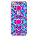 Motorola One 5G Pink Blue Vintage Hippie Tie Dye Flowers Hybrid Protective Phone Case Cover