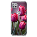 Motorola One 5G Ace Pink Tulip Flowers Floral Hybrid Protective Phone Case Cover