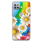 Motorola One 5G Colorful Rainbow Daisies Blue Pink White Green Double Layer Phone Case Cover
