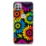 Motorola One 5G Neon Rainbow Glow Sunflowers Colorful Floral Pink Purple Double Layer Phone Case Cover