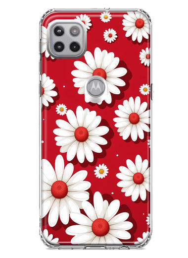 Motorola One 5G Cute White Red Daisies Polkadots Double Layer Phone Case Cover