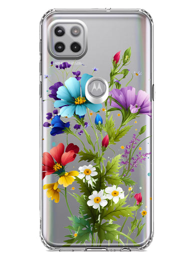 Motorola One 5G Purple Yellow Red Spring Flowers Floral Hybrid Protective Phone Case Cover