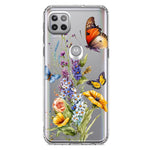 Motorola One 5G Yellow Purple Spring Flowers Butterflies Floral Hybrid Protective Phone Case Cover