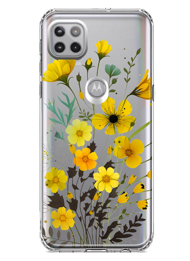 Motorola One 5G Yellow Summer Flowers Floral Hybrid Protective Phone Case Cover