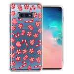 Samsung Galaxy S10e Christmas Winter Red White Peppermint Candies Swirls Candycanes Design Double Layer Phone Case Cover