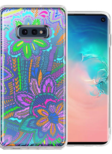 Samsung Galaxy S10e Colorful Summer Flowers Doodle Art Design Double Layer Phone Case Cover