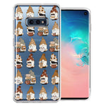 Samsung Galaxy S10e Cute Morning Coffee Lovers Gnomes Characters Drip Iced Latte Americano Espresso Brown Double Layer Phone Case Cover