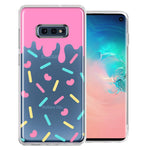 Samsung Galaxy S10e Pink Drip Frosting Cute Heart Sprinkles Kawaii Cake Design Double Layer Phone Case Cover
