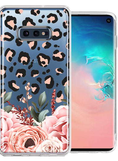 For Samsung Galaxy S10e Classy Blush Peach Peony Rose Flowers Leopard Phone Case Cover