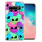 Samsung Galaxy S10 Bright Rainbow Nightmare Skulls Spooky Season Halloween Design Double Layer Phone Case Cover
