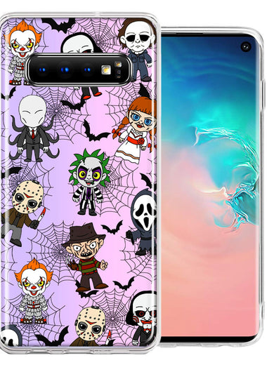 Samsung Galaxy S10 Classic Haunted Horror Halloween Nightmare Characters Spider Webs Design Double Layer Phone Case Cover