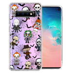 Samsung Galaxy S10 Classic Haunted Horror Halloween Nightmare Characters Spider Webs Design Double Layer Phone Case Cover