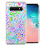Samsung Galaxy S10 Colorful Summer Flowers Doodle Art Design Double Layer Phone Case Cover