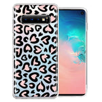 Samsung Galaxy S10 Cute Pink Leopard Print Hearts Valentines Day Love Double Layer Phone Case Cover