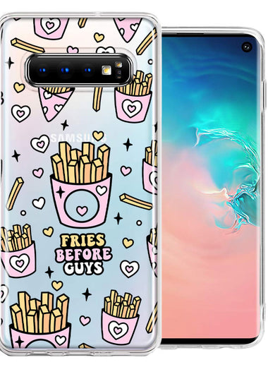 Samsung Galaxy S10 Cute Valentine Pink Love Hearts Fries Before Guys Double Layer Phone Case Cover