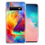 Samsung Galaxy S10 Colorful Feather Paint Double Layer Phone Case Cover