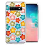Samsung Galaxy S10 Plus Groovy Gradient Retro Color Flowers Double Layer Phone Case Cover