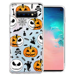 Samsung Galaxy S10 Halloween Jack-O-Lantern Pumpkin Skull Spooky Design Double Layer Phone Case Cover