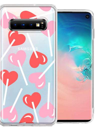 Samsung Galaxy S10 Plus Heart Suckers Lollipop Valentines Day Candy Lovers Double Layer Phone Case Cover