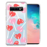 Samsung Galaxy S10 Plus Heart Suckers Lollipop Valentines Day Candy Lovers Double Layer Phone Case Cover