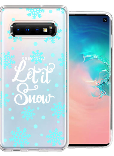 Samsung Galaxy S10 Christmas Holiday Let It Snow Winter Blue Snowflakes Design Double Layer Phone Case Cover