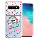 Samsung Galaxy S10 Plus Pink Dead Valentine Skull Frap Hearts If I had Feelings They'd Be For You Love Double Layer Phone Case Cover