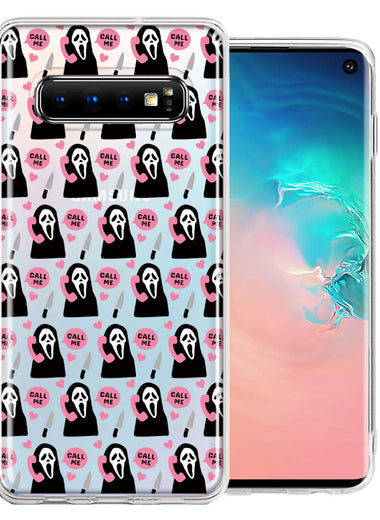 Samsung Galaxy S10 Pink Horror Valentine Character Ghostface Boyfriend Call Me Hearts Double Layer Phone Case Cover