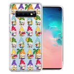 Samsung Galaxy S10 Plus Summer Beach Cute Gnomes Sand Castle Shells Palm Trees Double Layer Phone Case Cover