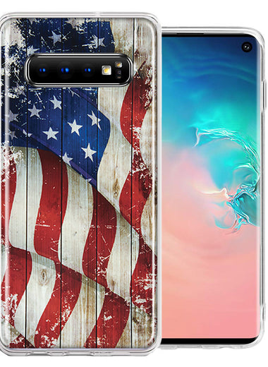 Samsung Galaxy S10 Plus Vintage USA Flag Double Layer Phone Case Cover