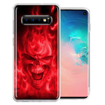 Samsung Galaxy S10 Plus Red Flaming Skull Double Layer Phone Case Cover