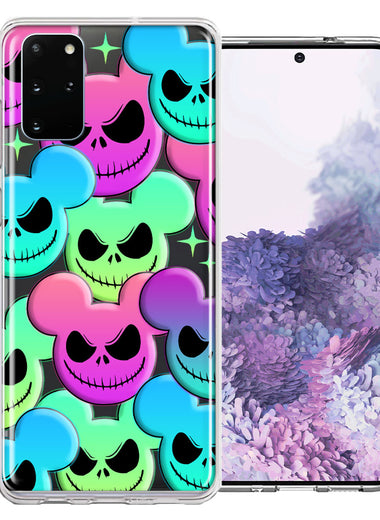 Samsung Galaxy S20 Bright Rainbow Nightmare Skulls Spooky Season Halloween Design Double Layer Phone Case Cover