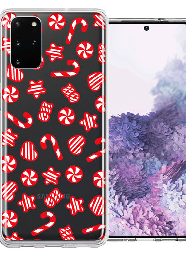 Samsung Galaxy S20 Christmas Winter Red White Peppermint Candies Swirls Candycanes Design Double Layer Phone Case Cover