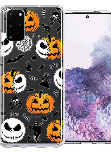 Samsung Galaxy S20 Halloween Jack-O-Lantern Pumpkin Skull Spooky Design Double Layer Phone Case Cover