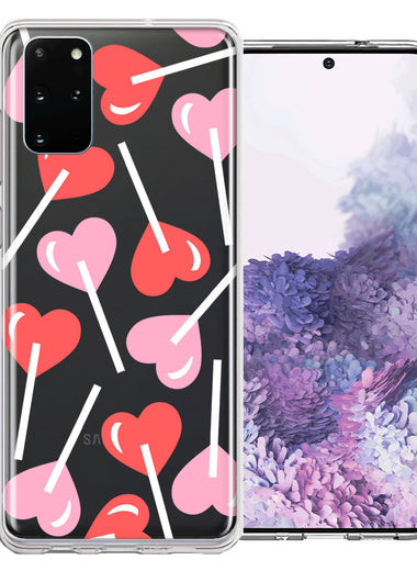 Samsung Galaxy S20 Heart Suckers Lollipop Valentines Day Candy Lovers Double Layer Phone Case Cover