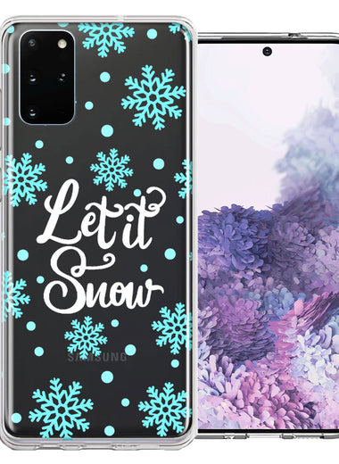 Samsung Galaxy S20 Christmas Holiday Let It Snow Winter Blue Snowflakes Design Double Layer Phone Case Cover