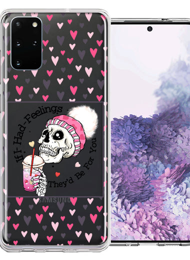 Samsung Galaxy S20 Pink Dead Valentine Skull Frap Hearts If I had Feelings They'd Be For You Love Double Layer Phone Case Cover