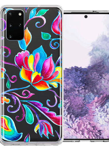 For Samsung Galaxy S20 Plus Bright Colors Rainbow Water Lilly Floral Phone Case Cover