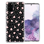 Samsung Galaxy S20 Plus Cute Pink Leopard Print Hearts Valentines Day Love Double Layer Phone Case Cover