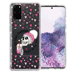 Samsung Galaxy S20 Plus Pink Dead Valentine Skull Frap Hearts If I had Feelings They'd Be For You Love Double Layer Phone Case Cover