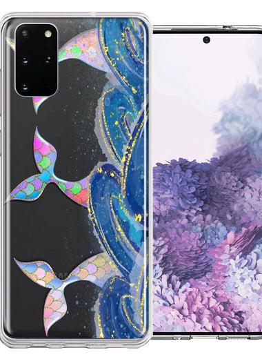 Samsung Galaxy S20 Plus Rainbow Mermaid Tails Scales Ocean Waves Beach Girls Summer Double Layer Phone Case Cover