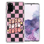 Samsung Galaxy S20 Plus Retro Pink Checkered XOXO Vintage 70s Style Hippie Valentine Love Double Layer Phone Case Cover