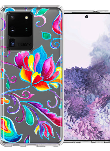 For Samsung Galaxy S20 Ultra  Bright Colors Rainbow Water Lilly Floral Phone Case Cover