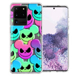 Samsung Galaxy S20 Ultra Bright Rainbow Nightmare Skulls Spooky Season Halloween Design Double Layer Phone Case Cover