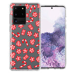 Samsung Galaxy S20 Ultra Christmas Winter Red White Peppermint Candies Swirls Candycanes Design Double Layer Phone Case Cover
