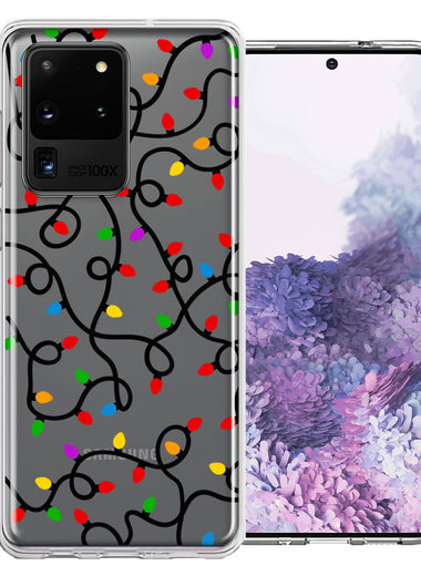 Samsung Galaxy S20 Ultra Colorful Nostalgic Vintage Christmas Holiday Winter String Lights Design Double Layer Phone Case Cover